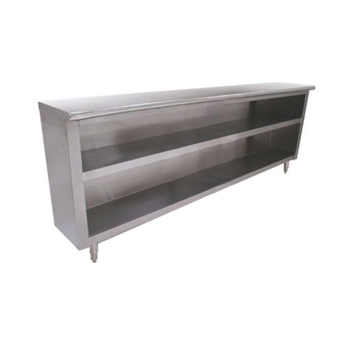 An Advance Tabco stainless steel dish cabinet with a fixed mid shelf.