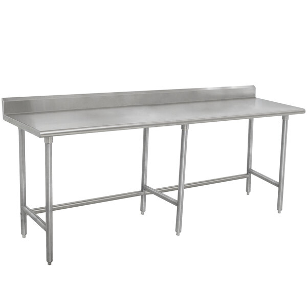 Advance Tabco TKMSLAG-308-X 30" x 96" 16 Gauge Professional Stainless Steel Work Table with 5" Backsplash