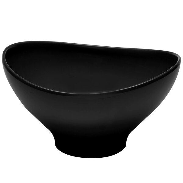 An Elite Global Solutions black melamine oval bowl.