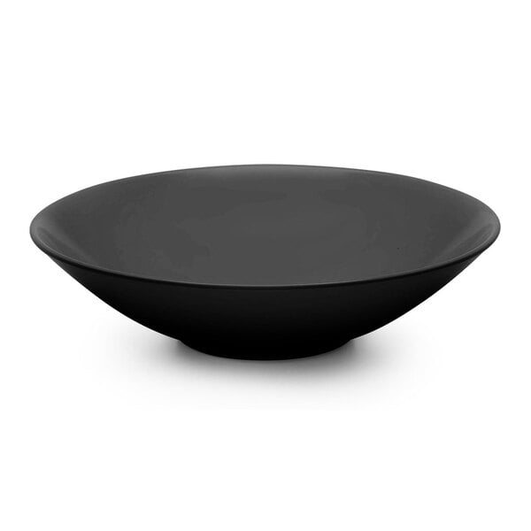 A black Elite Global Solutions melamine bowl.