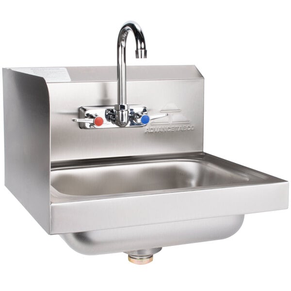 Advance Tabco 7-PS-66L Hand Sink with Splash Mounted Gooseneck Faucet and Left Side Splash Guard - 17 1/4"