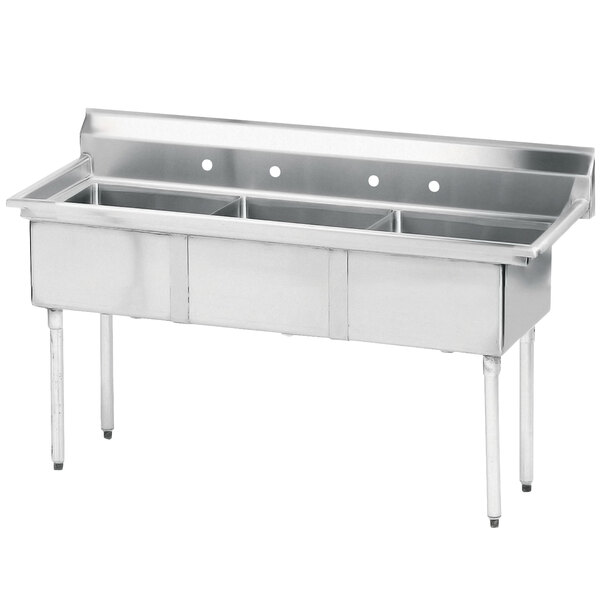 Advance Tabco FE-3-2424 Three Compartment Stainless Steel Commercial Sink without Drainboard - 79"