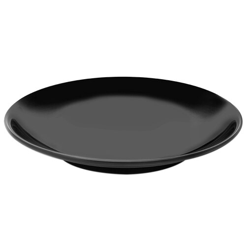 A black Elite Global Solutions round platter on a white background.