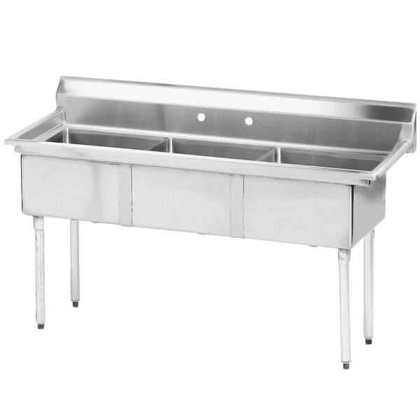 Advance Tabco FE-3-1014 Three Compartment Stainless Steel Commercial Sink without Drainboard - 35"