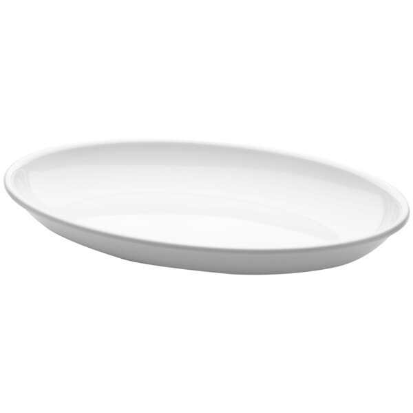 An Elite Global Solutions white melamine oval platter.