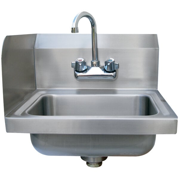 Advance Tabco 7-PS-EC-SPL 17" x 15 1/4" Hand Sink with Splash Mounted Gooseneck Faucet and Left Side Splash Guard