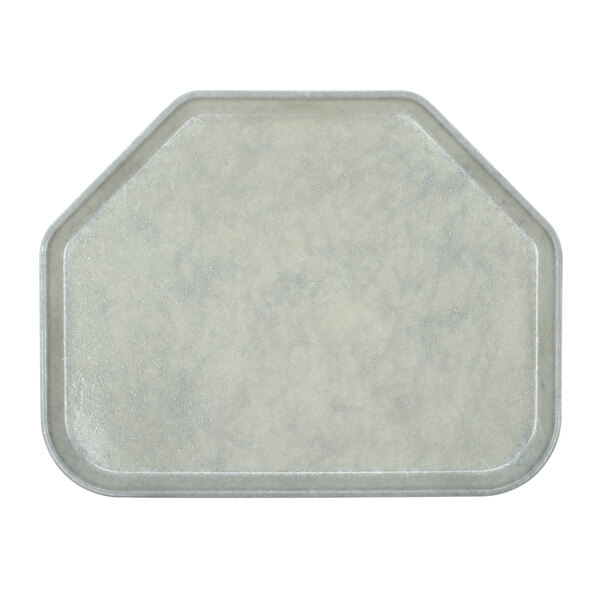 A white trapezoid-shaped tray with a gray hexagon design.