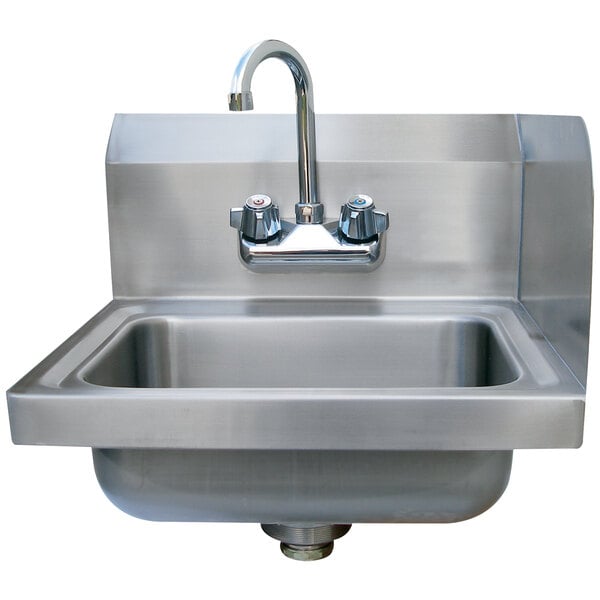 Advance Tabco 7-PS-EC-SPR 17" x 15 1/4" Hand Sink with Splash Mounted Gooseneck Faucet and Right Side Splash Guard