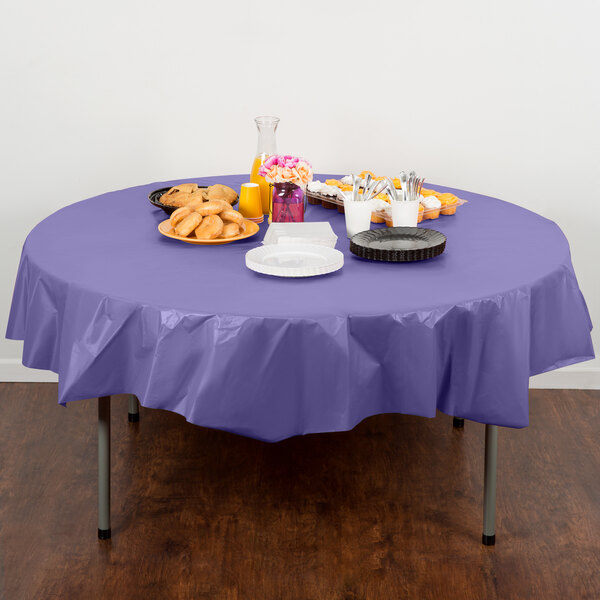 Creative Converting 703268 82" Purple OctyRound Disposable Plastic Table Cover - 12/Case