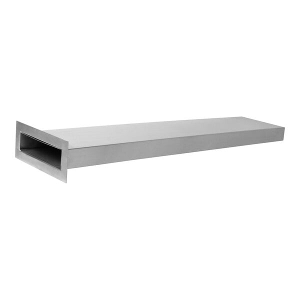 A rectangular stainless steel vent duct with an open end, shown against a white background.