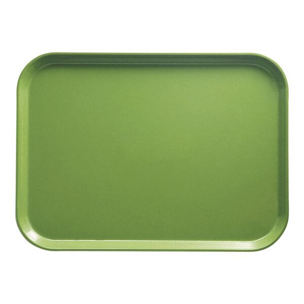 A green rectangular Cambro tray.