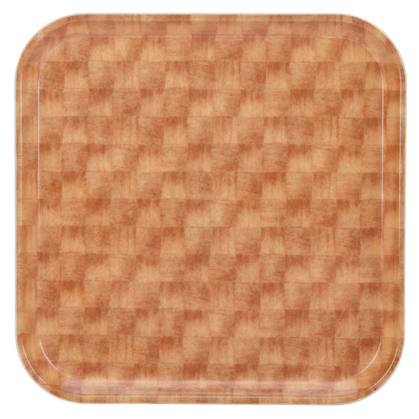 A square brown fiberglass tray with a basketweave pattern.