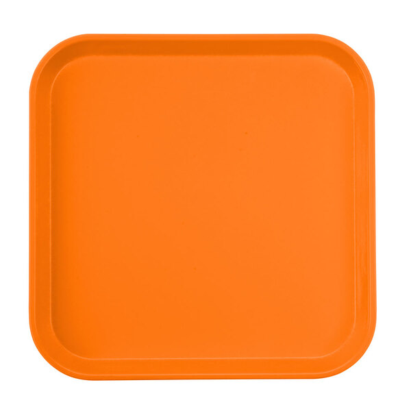 An orange square tray with a black line.