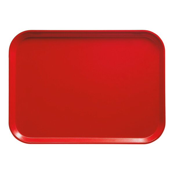 A rectangular red Cambro Camtray.