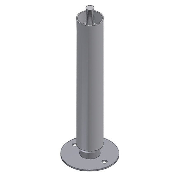A gray metal Wells adjustable flanged leg with a screw.