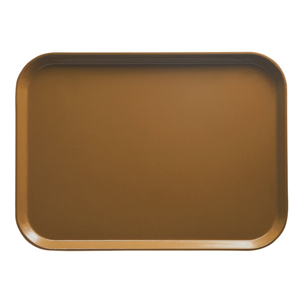 A brown rectangular Cambro tray with a brown surface.