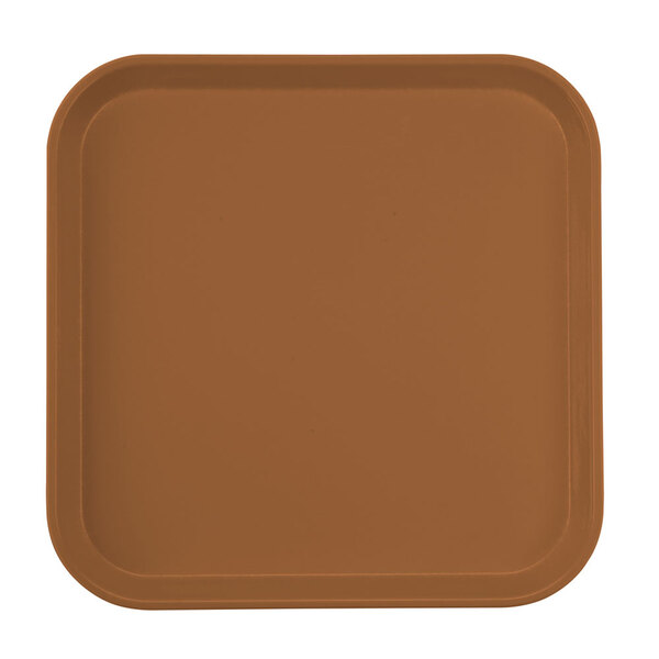 A brown square Cambro fiberglass tray.
