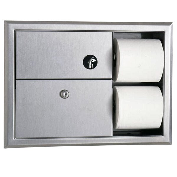 Bobrick B-3094 ClassicSeries Recessed Sanitary Napkin Disposal and Toilet Tissue Dispenser