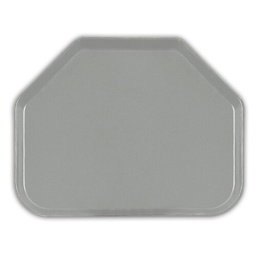 A taupe trapezoid-shaped Cambro cafeteria tray.
