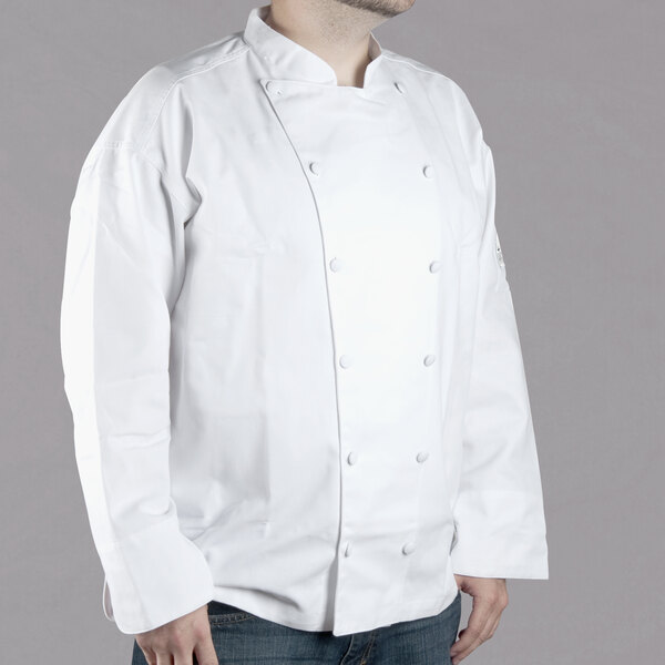 Chef Revival Cuisinier J015 Unisex White Customizable Executive Long Sleeve Chef Coat - M