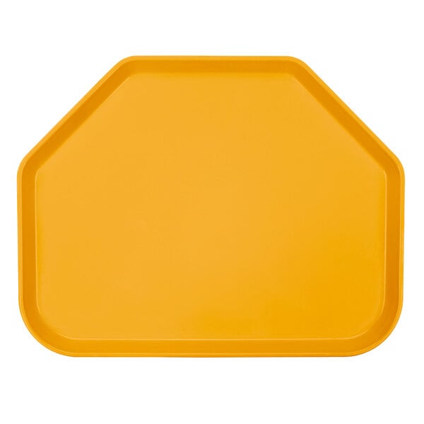 A yellow rectangular fiberglass Cambro tray.