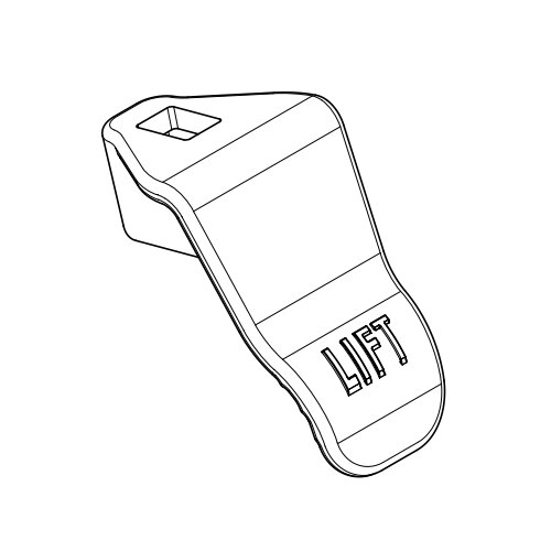 A black and white drawing of a lift switch with the word "Lift" on it.