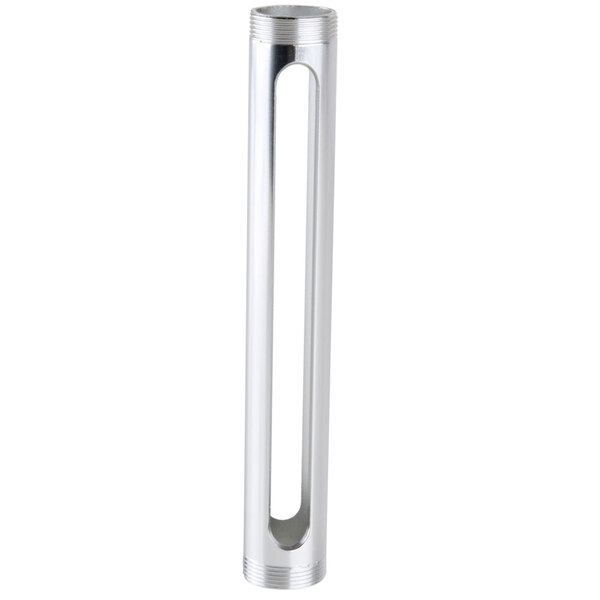A silver rectangular metal tube with holes.