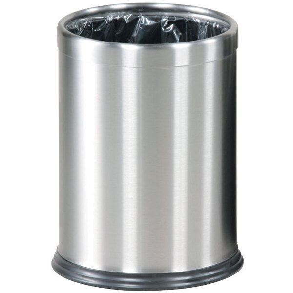Rubbermaid FGWHB14SS HideABag Round Stainless Steel Wastebasket 14 Qt