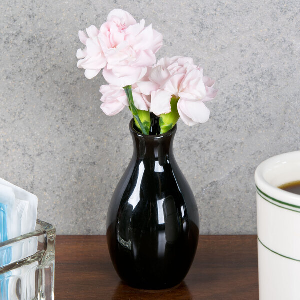 American Metalcraft BVJGB5 2" x 3 7/8" Black Ceramic Jug Vase