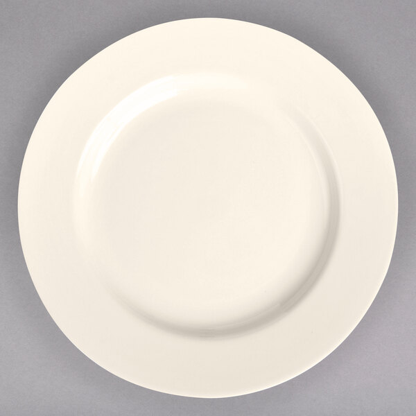 Homer Laughlin by Steelite International HL21000 12 1/4" Ivory (American White) Rolled Edge China Plate - 12/Case
