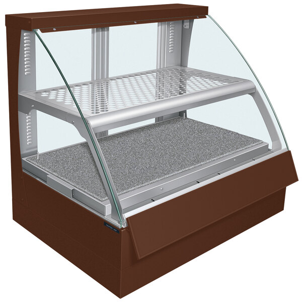 A Hatco Flav-R-Savor countertop display case with a glass top and shelves.
