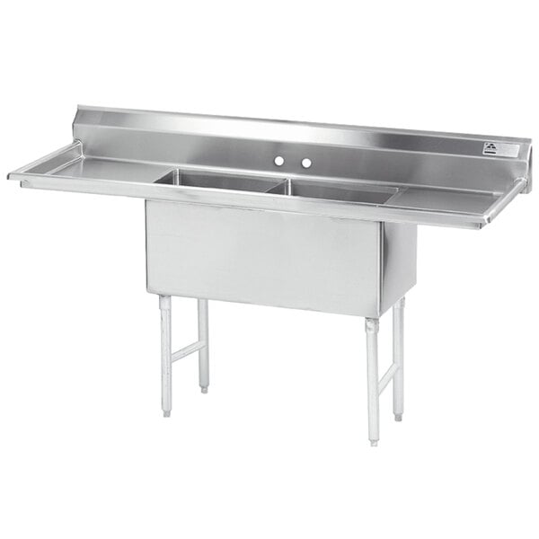 Advance Tabco FS-2-3024-24RL Spec Line Fabricated Two Compartment Pot Sink with Two Drainboards - 108"