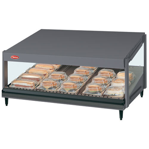 A Hatco countertop hot food display warmer with a tray of food on it.