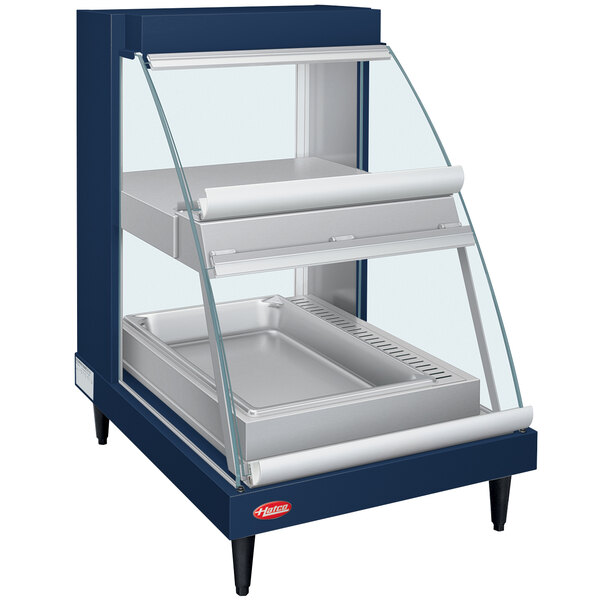 Hatco GRCDH-1PD Navy 20" Glo-Ray Full Service Double Shelf Merchandiser with Humidity Controls - 1110W