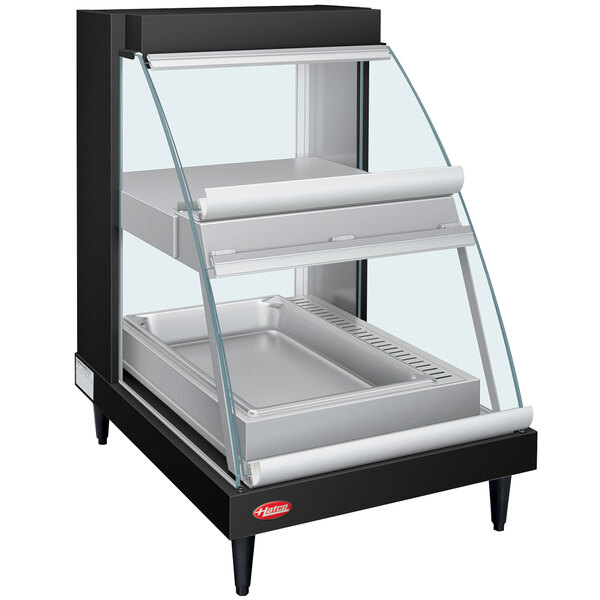 Hatco GRCDH-1PD Black 20" Glo-Ray Full Service Double Shelf Merchandiser with Humidity Controls - 1110W