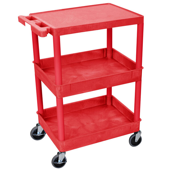 Luxor RDSTC211RD Red Three Shelf Utility Cart