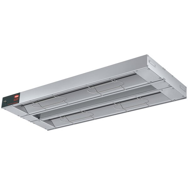Hatco GRA-108D Glo-Ray 108" Aluminum Dual Infrared Warmer with 3" Spacer and Toggle Controls - 120V, 3700W
