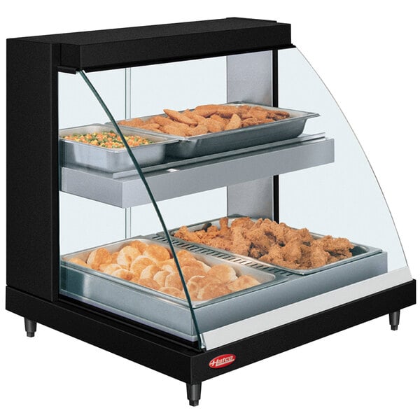 Hatco GRCDH-2PD Black 33" Glo-Ray Full Service Double Shelf Merchandiser with Humidity Controls - 1210W
