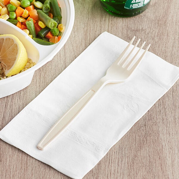 Visions Beige Heavy Weight Plastic Fork - Case of 1000