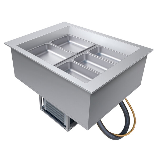 A Hatco drop-in cold food well with two compartments on a counter.