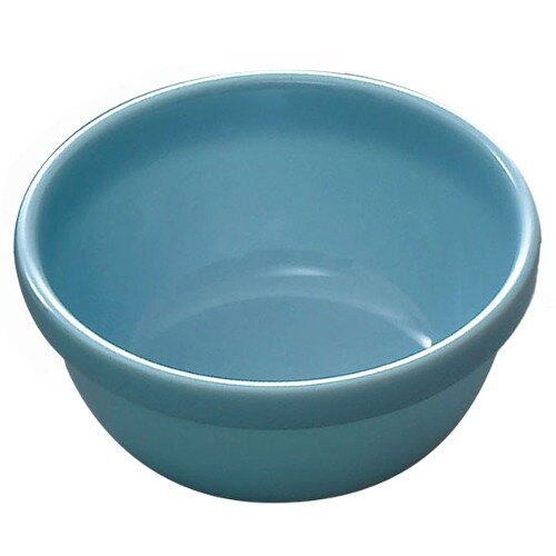 A close up of a blue Thunder Group melamine bowl.