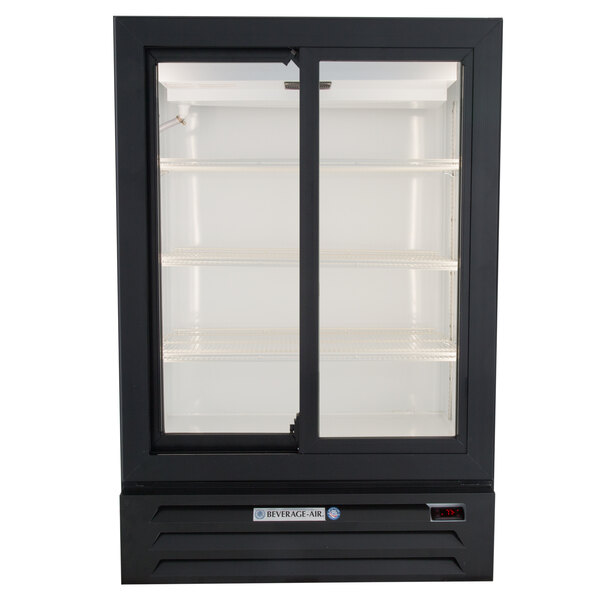 Beverage-Air LV15HC-1-B 36" Black Lumavue Refrigerated Sliding Glass Door Merchandiser