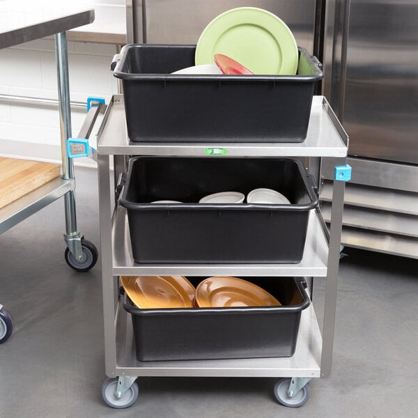 3 Shelf Utility Cart Kitchen Stainless Serving Cart Rolling Utility Dolly Food 