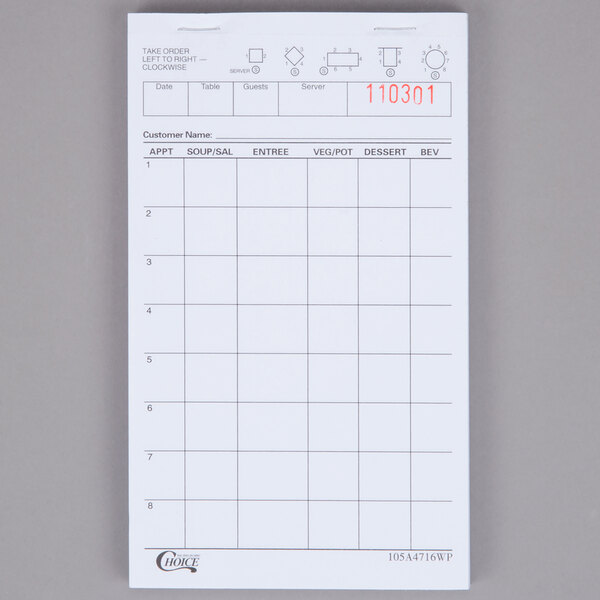 1 PLY Restaurant Cafe Takeaway Pub Bar Food Waiter Numbered Order Pads 3''x5.5'' 