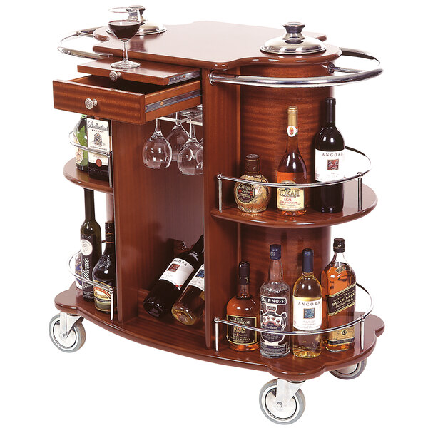 Geneva 70260 Beverage Service Cart with 2 Shelves and Bordeaux