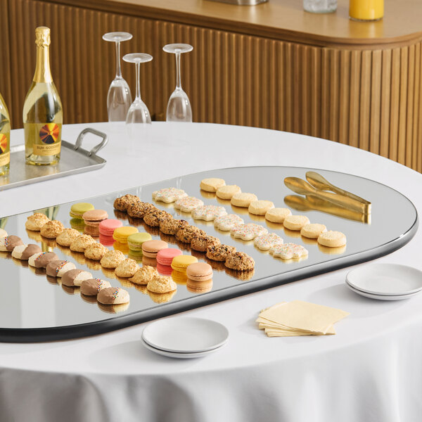 Geneva 262 Oval Rimless Mirror Food Display Tray - 24