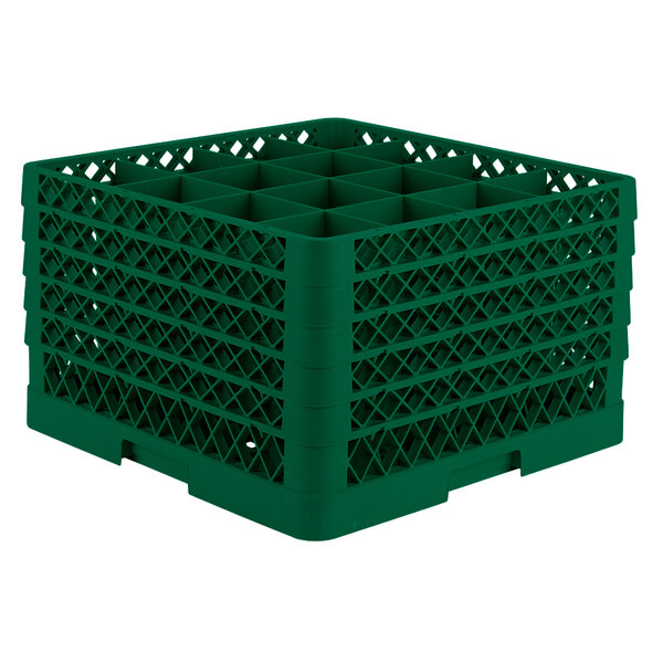 Vollrath TR8DDDDD Traex® Full-Size Green 16-Compartment 11" Glass Rack