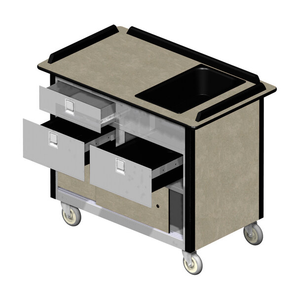 Lakeside 69030BS Stainless Steel Beverage Service Cart with 3 Drawers