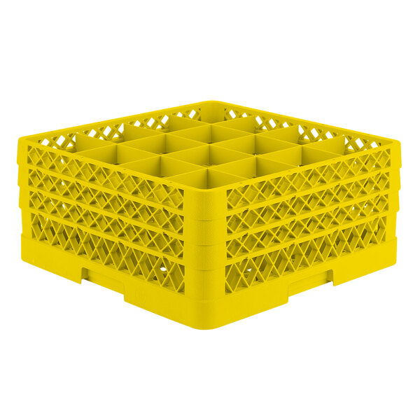 Vollrath TR8DDD Traex® Full-Size Yellow 16-Compartment 7 7/8" Glass Rack