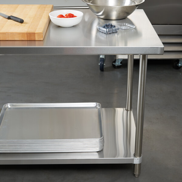 Regency 30" x 60" All 18-Gauge 430 Stainless Steel Commercial Work Table with Undershelf